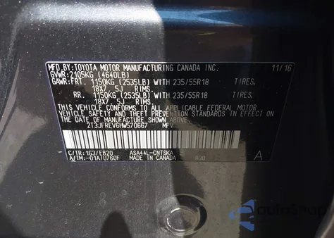 2017 Toyota Rav4 Se из США, поврежденный, VIN 2T3JFREV6HW570667